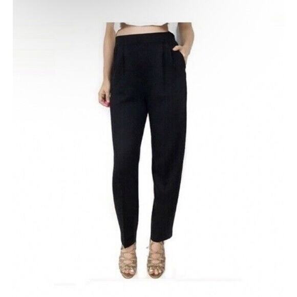 St John Basics Santana Knit Crop Pants Black Wool Blend Pockets Pleat Fr… - Picture 1 of 7